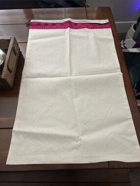 Tory Burch Boot Duster Bag with Pink Embroidered Trim